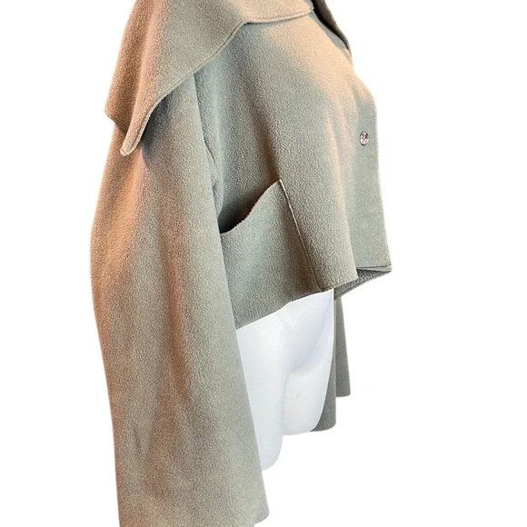 Giselle Shepatin Lagenlook Fleece Cropped Green Jacket One Size Fits All - Picture 5 of 7